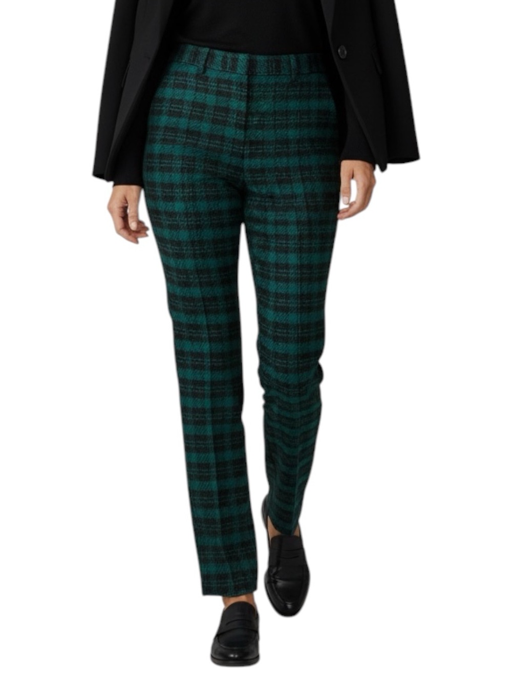 ANN TAYLOR Side Zip Ankle Length Knit Pants in Green/Black Plaid Size 14